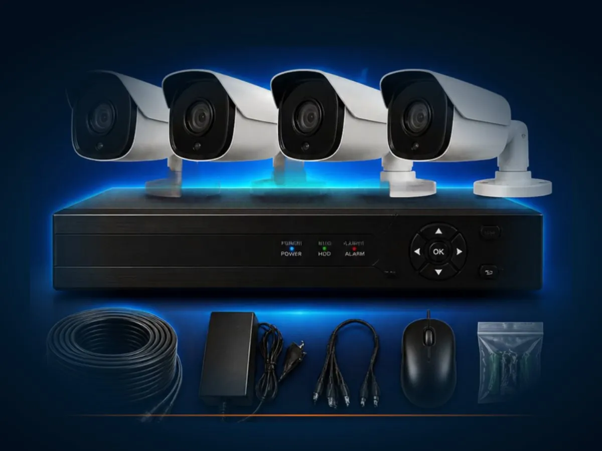 Kit de 4 cámaras bala blancas, grabador DVR y accesorios